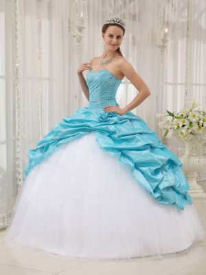 White and Blue Quinceanera Dresses